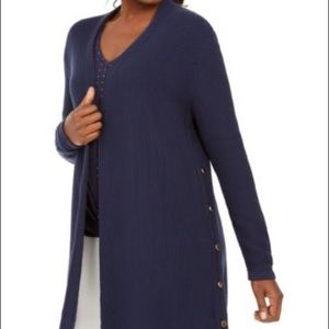NWT JM Collection Open Front Cardigan Navy